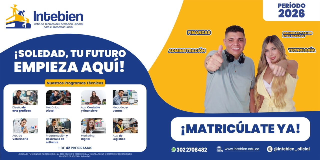 Pieza original aportada: Soledad, tu futuro empieza aquí. Dos jóvenes y áreas de formación de Intebien.