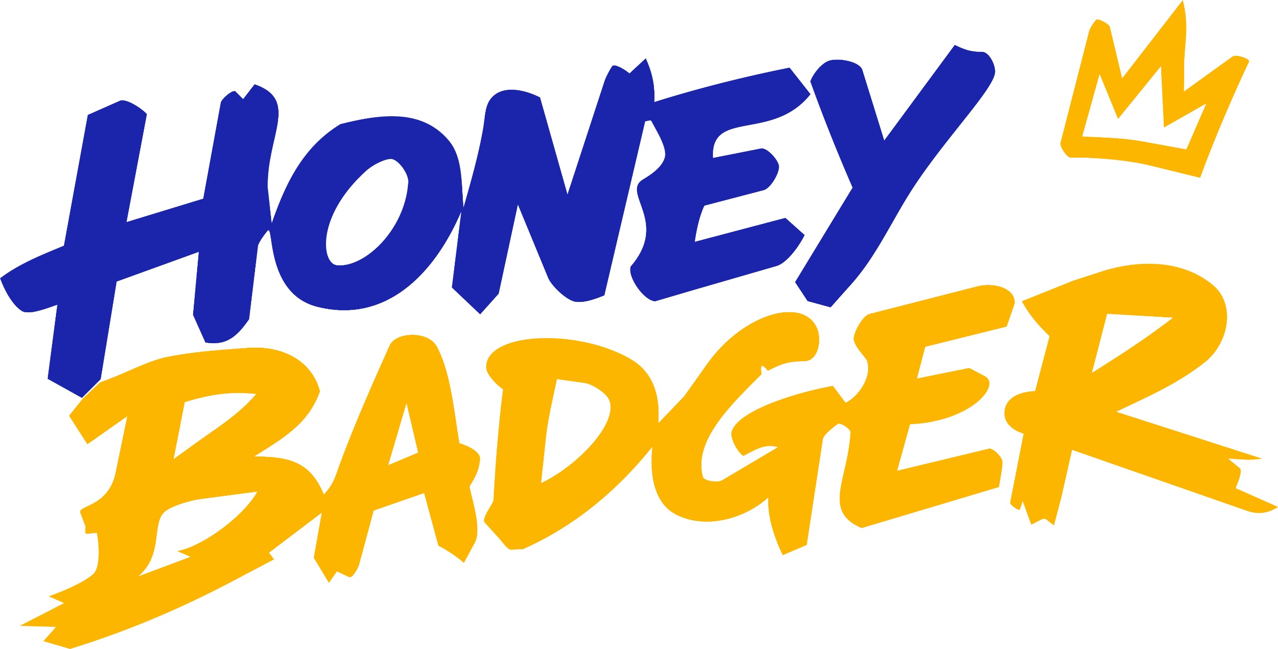 Honey Badger en azul y amarillo con corona